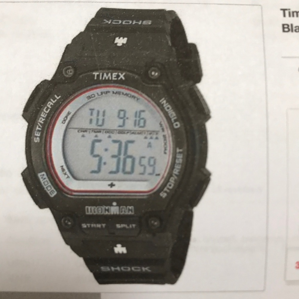Timex 30 lap shock resistant Ironman black watch